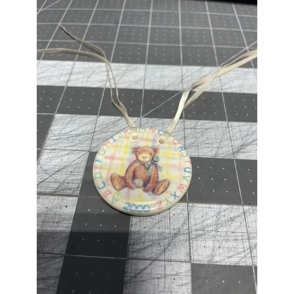 Longaberger 2000 Baby Tie-On USA Ceramic Teddy‎ Bear Alphabet
